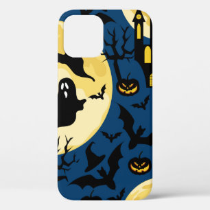 Halloween background. Seamless pattern with moons, iPhone 12 Case