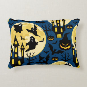 Halloween background. Seamless pattern with moons, Decorative Cushion