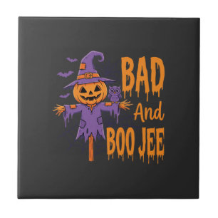 Halloween Bad And Boo Jee Scarecrow Graphic Ceramic Tile