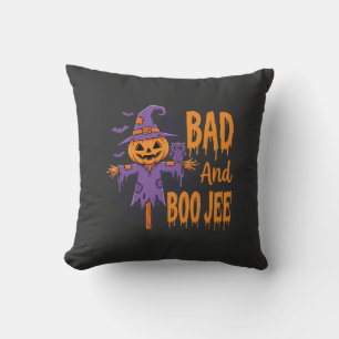 Halloween Bad And Boo Jee Scarecrow Graphic Cushion