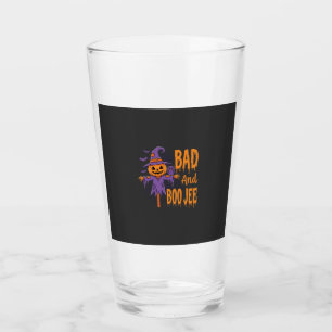 Halloween Bad And Boo Jee Scarecrow Graphic Glass