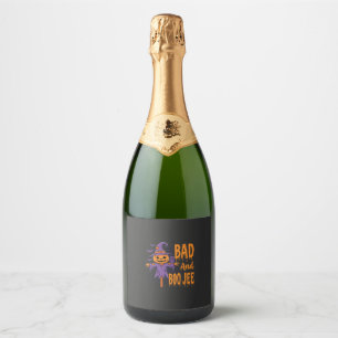 Halloween Bad And Boo Jee Scarecrow Graphic Sparkling Wine Label