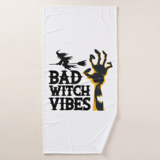 Halloween Bad Witch Vibes Birthday Bath Towel