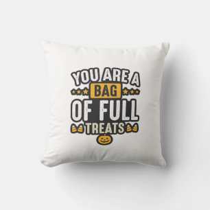Halloween Bag Of Treats Vintage Vector Design_1 Cushion