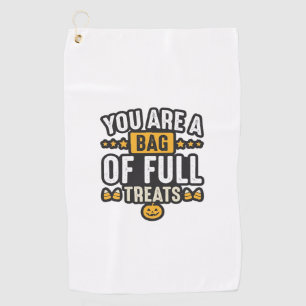 Halloween Bag Of Treats Vintage Vector Design_1 Golf Towel