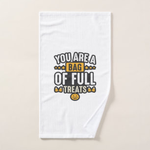 Halloween Bag Of Treats Vintage Vector Design_1 Hand Towel