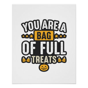 Halloween Bag Of Treats Vintage Vector Design_1 Poster