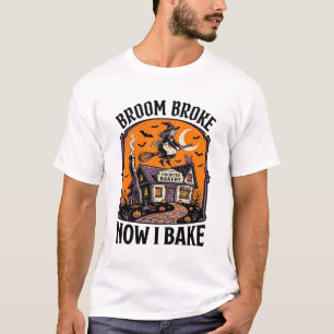 Halloween Baker Shirt Witch Broom Broke Design_1