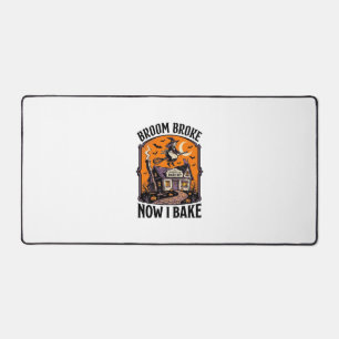 Halloween Baker Shirt Witch Broom Broke Design_1 Desk Mat