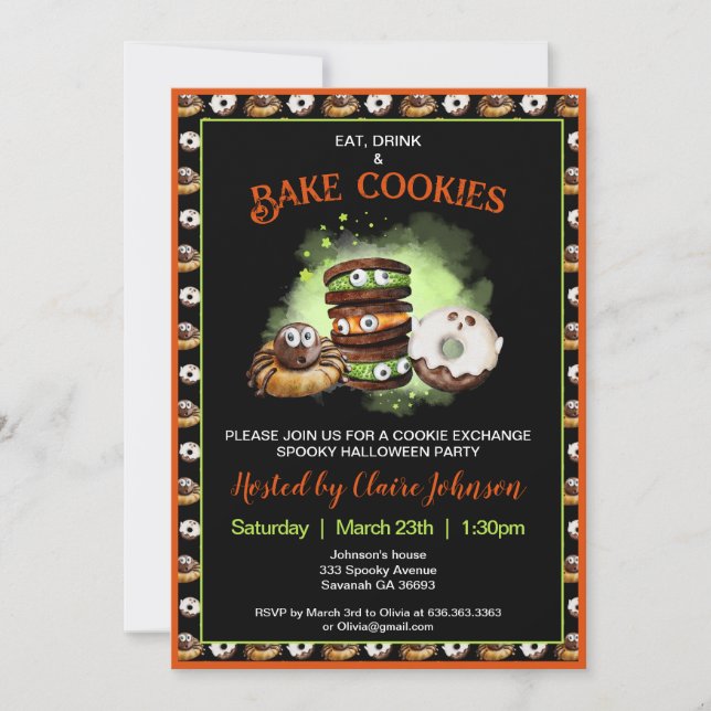 Halloween Baking Cookie Exchange Party Invitation (Front)