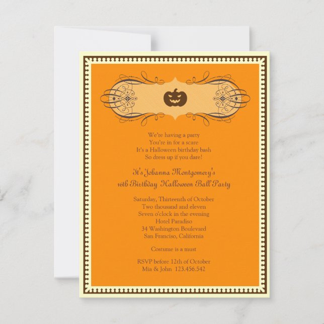 Halloween Ball Costume Party Invitation (Front)