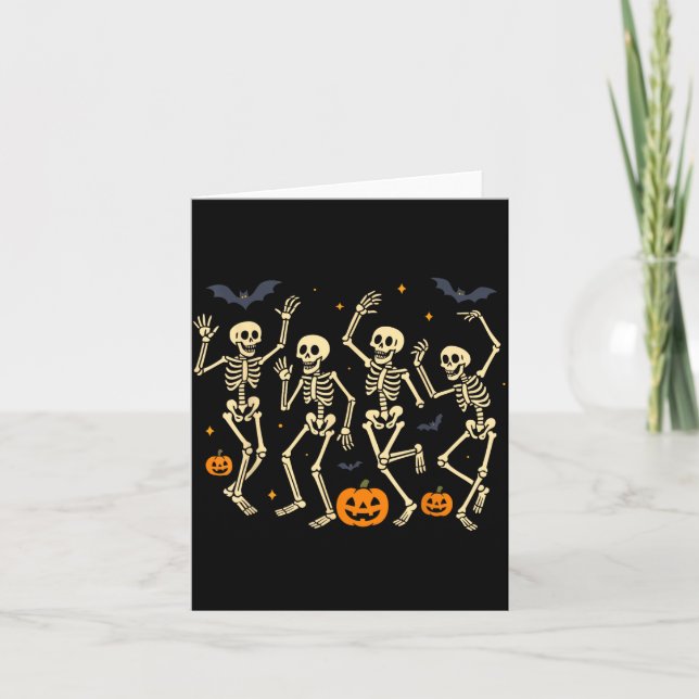 Halloween Ballet Costume Dancing Skeleton Spooky Card (Front)