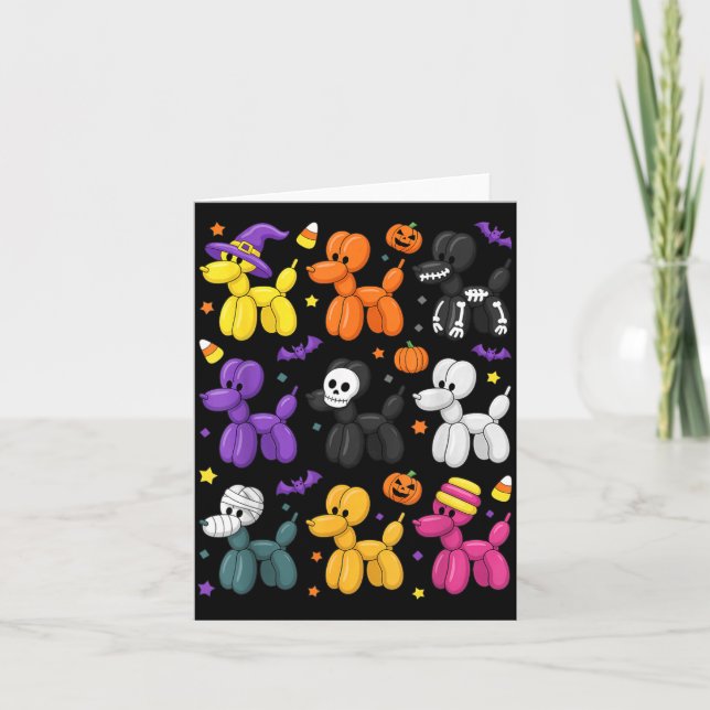 Halloween Balloon Dog Costume Pattern Cute Spooky Card (Front)