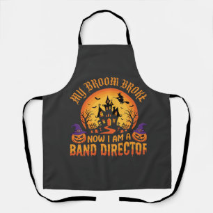 Halloween Band Director Witch Broom Haunted House Apron