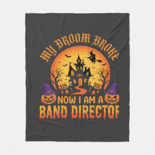Halloween Band Director Witch Broom Haunted House Fleece Blanket