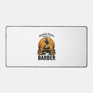Halloween Barber Shirt Witchy Haunted Salon Pun_1 Desk Mat