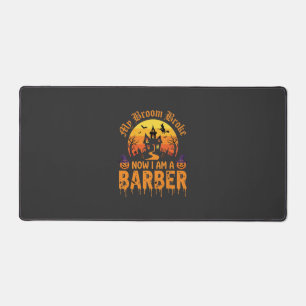 Halloween Barber Witch Broom Broke Haunted House D Desk Mat