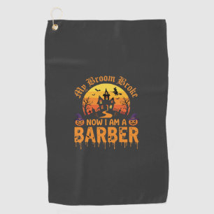 Halloween Barber Witch Broom Broke Haunted House D Golf Towel