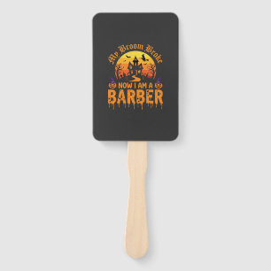 Halloween Barber Witch Broom Broke Haunted House D Hand Fan