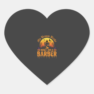Halloween Barber Witch Broom Broke Haunted House D Heart Sticker