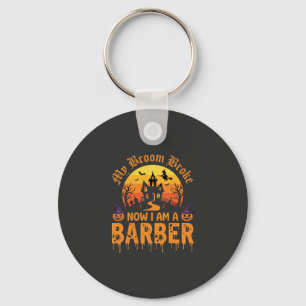 Halloween Barber Witch Broom Broke Haunted House D Key Ring
