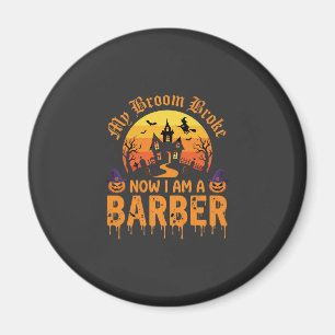 Halloween Barber Witch Broom Broke Haunted House D Magnet