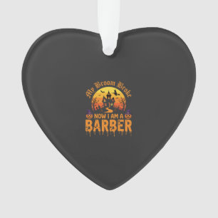 Halloween Barber Witch Broom Broke Haunted House D Ornament