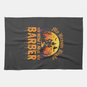 Halloween Barber Witch Broom Broke Haunted House D Tea Towel