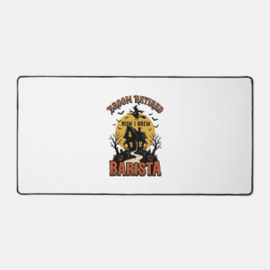 Halloween Barista Shirt Funny Witch Coffee Pun Des Desk Mat