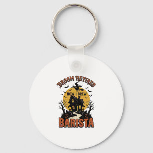 Halloween Barista Shirt Funny Witch Coffee Pun Des Key Ring