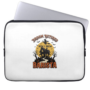 Halloween Barista Shirt Funny Witch Coffee Pun Des Laptop Sleeve