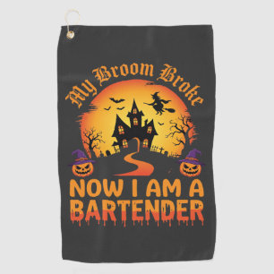 Halloween Bartender Haunted House Witch Pumpkin De Golf Towel