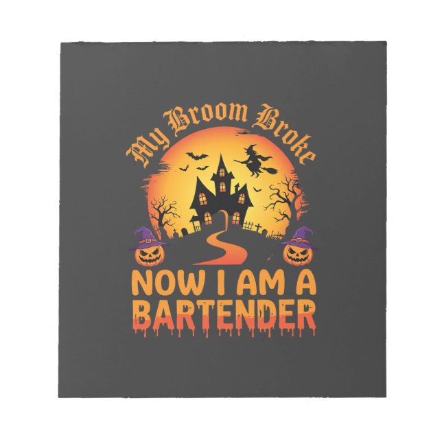 Halloween Bartender Haunted House Witch Pumpkin De Notepad (Front)
