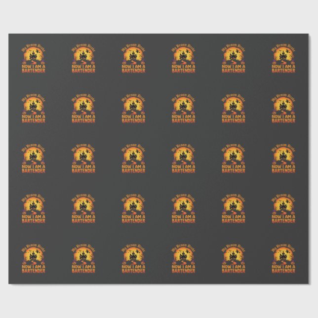 Halloween Bartender Haunted House Witch Pumpkin De Wrapping Paper (Flat)