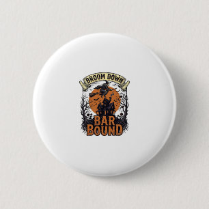 Halloween Bartender Shirt Funny Witch Broom Bar Pu 6 Cm Round Badge