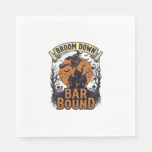 Halloween Bartender Shirt Funny Witch Broom Bar Pu Napkin