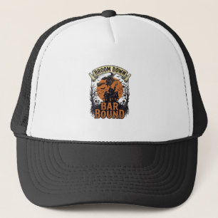 Halloween Bartender Shirt Funny Witch Broom Bar Pu Trucker Hat
