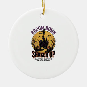 Halloween Bartender Shirt Haunted Tavern Witch Des Ceramic Ornament
