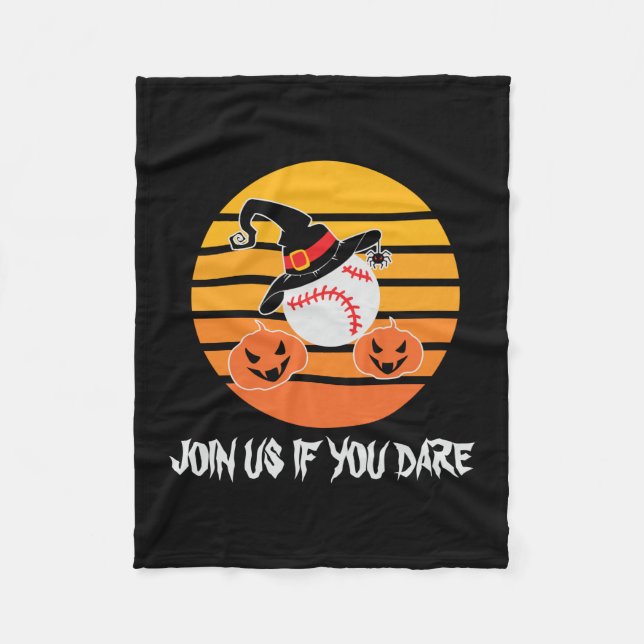 Halloween Baseball Halloween Witch Hat Pumpkin Fleece Blanket (Front)