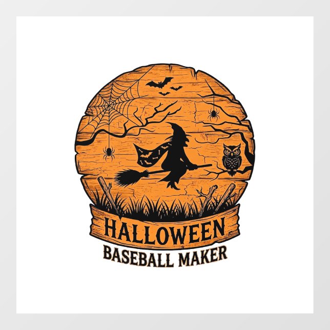 Halloween Baseball Maker Flying Witch Wooden Moon  (Sheet)