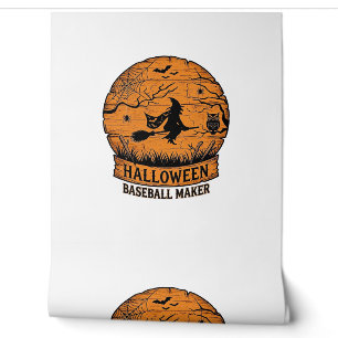 Halloween Baseball Maker Flying Witch Wooden Moon Wallpaper