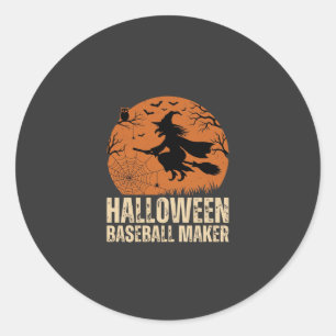 Halloween Baseball Maker Vintage Witch Graphic Classic Round Sticker