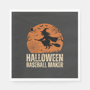 Halloween Baseball Maker Vintage Witch Graphic Napkin