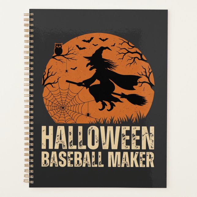 Halloween Baseball Maker Vintage Witch Graphic Planner (Front)