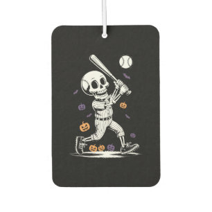 Halloween Baseball Skeleton Hitting Car Air Freshener