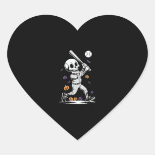 Halloween Baseball Skeleton Hitting Heart Sticker