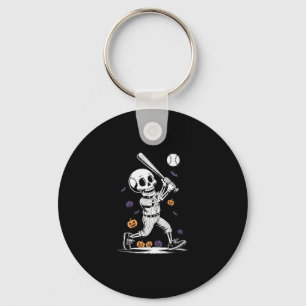 Halloween Baseball Skeleton Hitting Key Ring