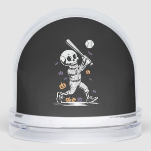 Halloween Baseball Skeleton Hitting Snowglobe