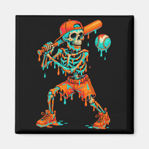 Halloween Baseball Skeleton Ice Cream Drip Basebal Magnet