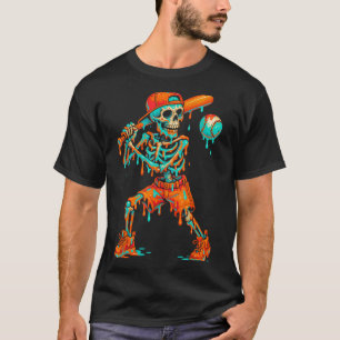 Halloween Baseball Skeleton Ice Cream Drip Basebal T-Shirt